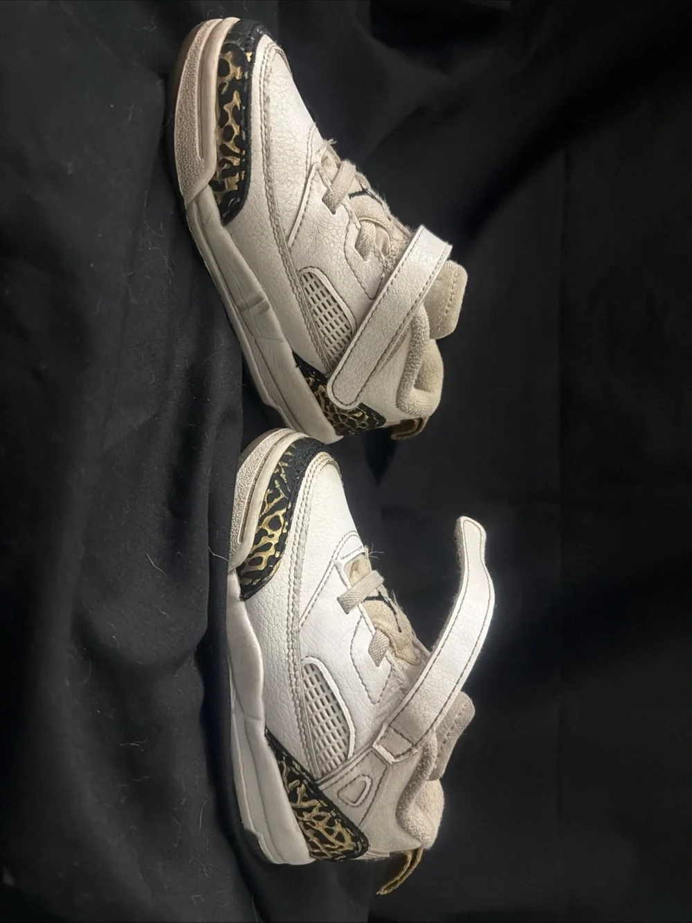 Kids White Sneakers with Leopard Accents